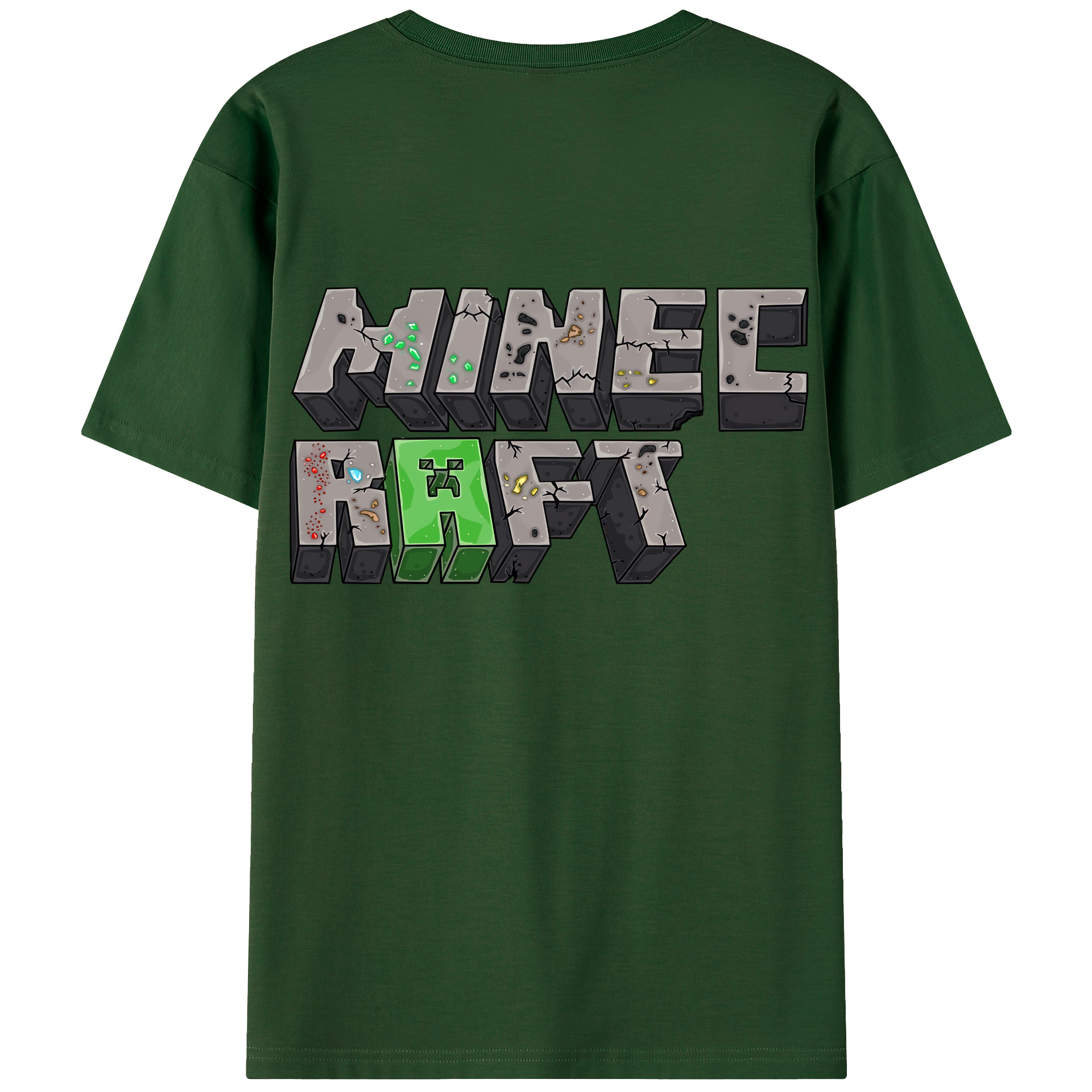 （画像用） マインクラフト ブロックの世界 Minecraft MC Block world 綿100％半袖Tシャツ（背面プリント）